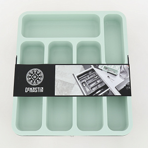 Органайзер кухонный/органайзер для столовых приборов 31х35,5х5,5см DE'NASTIA мятный пластик 000000000001212532
