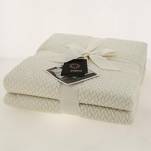 Плед DE'NASTIA Елочка 200х220 100%полиэстер молочный T040157 000000000001200626