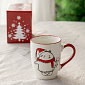 Кружка 340мл LUCKY Новый год Мишка мороженное красная ручка белый фарфор
