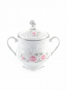 Сервиз чайный 15 предметов CMIELOW Рококо Бледная роза отводка платиной фарфор 000000000001214849