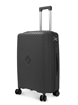 Чемодан на колесах L (48х30х75см) ромб черный PP 000000000001226545