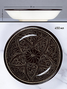 Блюдо (ляган) 20см ROSHIDON CERAMIK глубокий рисунок гравюра bordo керамика 000000000001209568