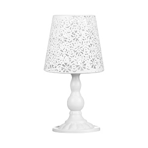 Подсвечник лампа 22см белый ажур металл 000000000001219467