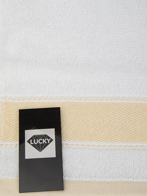 Полотенце махровое 30х60см LUCKY Атласный бордюр белый снег хлопок 100% 000000000001226797