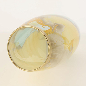 Ваза стеклянная декорированая вручную бочка 26 см. Линия Моне -Аквапринт Мрамор с золотым ободком.  7736/250/ak101 000000000001191014