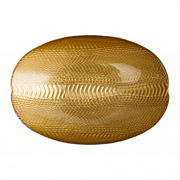 Блюдо сервировочное 25-29см GLASSCOM Рептилия Gold овальное стекло 000000000001219154