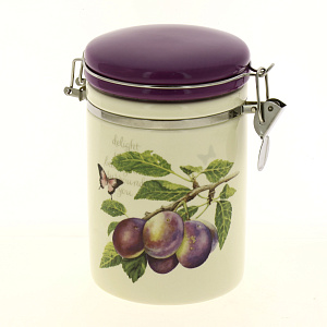 Банка для сыпучих продуктов 850мл Слива с клипсой подарочная упаковка 000000000001177428