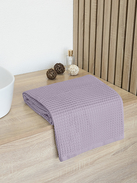 Полотенце вафельное 50x90см DE'NASTIA для бани/сауны 300гр лавандовый хлопок 000000000001228563