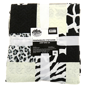 Покрывало 220х240см ПОСУДА ЦЕНТР стеганое зебра стеганое полиэстер 000000000001174838