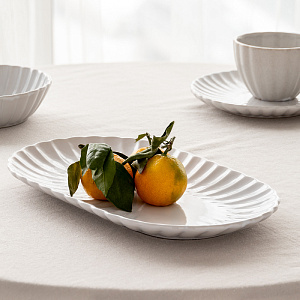 Блюдо овальное 34,8x26,8x3см LUCKY Ракушка белый керамика 000000000001220845