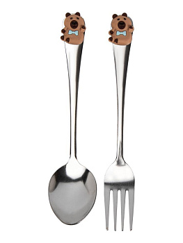 Набор столовых приборов 2 предмета (ложка столовая 17см, вилка столовая 17см) в футляре в ассортименте нержавеющая сталь/полипропилен 000000000001229434