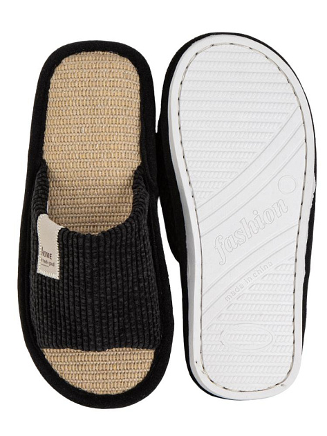 Тапочки домашние 42-43 мужские открытые черный полиэстер/ПВХ 000000000001228882