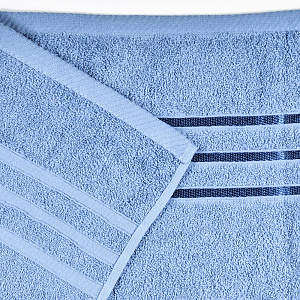 Полотенце махровое 70х130см СОФТИ бордюр с 3 полосками синее плотность 400гр/м 100% хлопок 000000000001212212