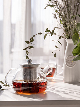 Чайник заварочный 1л LUCKY с металлическим ситичком стекло 000000000001212879