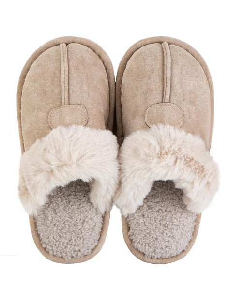 Тапочки домашние 36-37 женские угги бежевый полиэстер/ПВХ 000000000001228908