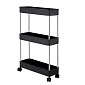 Этажерка 3-х ярусная 40х12х64см LUCKY на колесиках черный пластик