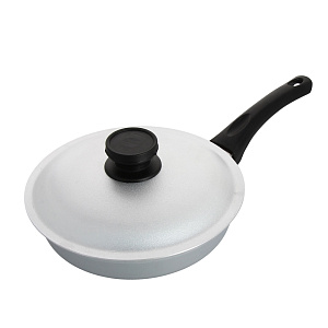 Сковорода 20см БИОЛ пластикова ручка крышка ровное дно алюминий 000000000001141623