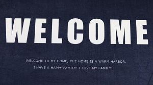 Коврик придверный 50x80см LUCKY Welcome чёрный/белый полиэстер 000000000001200456