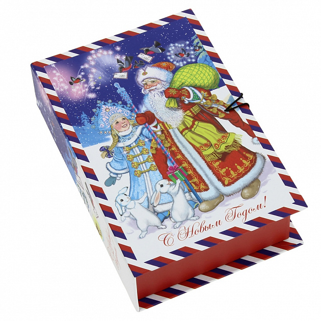 Подарочная коробка Дед Мороз, Снегурочка и зайцы-S Magic Time, 18х12х5 см 000000000001150375