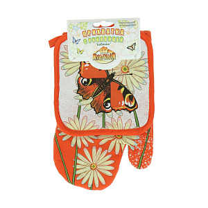 Набор прихватка и рукавица Бабочка Мультидом, хлопок, 2 предмета 000000000001126842