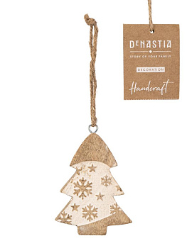 Декоративное украшение 6х1,5х8см DE'NASTIA Елка подвесная белый дерево манго 000000000001229670