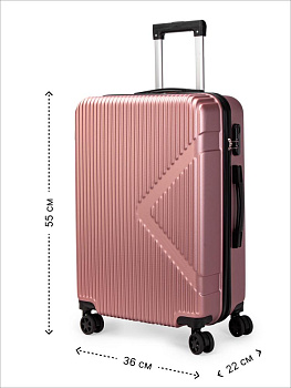 Чемодан на колесах S (36х22х55см) геометрия розовое золото ABS 000000000001226517