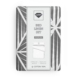 Комплект постельного белья 2,0сп LUCKY ГЕОМЕТРИЯ (пододеяльник, наволочки 70х70см-2шт) серый поплин хлопок-100% 000000000001215937