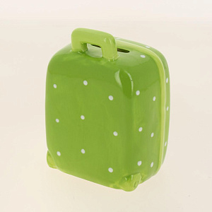Декоративная копилка Зеленая в горошек из керамики / 10х9х6см арт.76548 000000000001195732