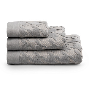 Полотенце махровое 70х130см LUCKY Пье-де-пуль серый хлопок 100% 000000000001217034