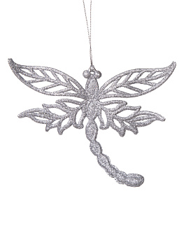 Новогоднее подвесное елочное украшение Стрекоза серебро из полипропилена / 11x13см арт.80237 000000000001191250