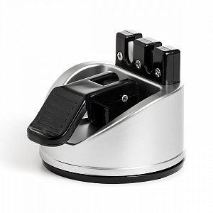 Точилка для ножей 6x6x6,5см DE'NASTIA с вакуумным креплением двухэтапная заточка черный вольфрамовая сталь/керамика/полипропилен 000000000001225976