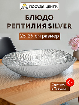 Блюдо овальное 25-29см GLASSCOM Рептилия Silver стекло 000000000001219156