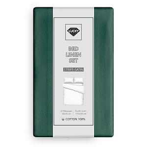 Комплект постельного белья 2сп 50х70см-2шт LUCKY изумрудно-зеленый страйп-сатин хлопок 000000000001218148