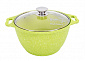 Кастрюля 3л KUKMARA Trendy style стеклянная крышка антипригарное покрытие lime литой алюминий