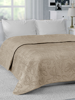 Покрывало 200х240см DE'NASTIA Бабочки двустороннее бежевое 100%полиэстер 000000000001198831