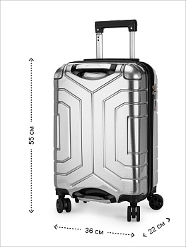 Чемодан на колесах S (36х22х55см) соты серебро PC 000000000001226585