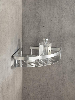 Полка навесная 28x21x5см DE'NASTIA угловая серебристый алюминий 000000000001227438