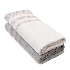 Набор махровых полотенец 2 шт 70x140см LUCKY серый/белый хлопок 100% 000000000001216095