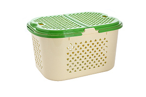 Корзина для продуктов и вещей 23л пластик бежевый/зеленый А0401 000000000001197379