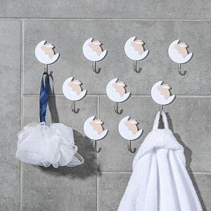 Набор крючков 9шт Зайчик на липучке микс пластик 000000000001211454