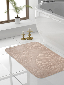 Коврик для ванны 50х70см DE'NASTIA Collection ТРОПИКИ memory бежевый полиэстер 000000000001187519