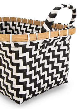 Корзина для хранения  плетенка прямоугольная 35х24х18см черно-белый пластик_ST 000000000001228739