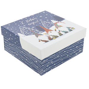 Коробка подарочная 19x19x9см Гномы квадратная синий 000000000001208379