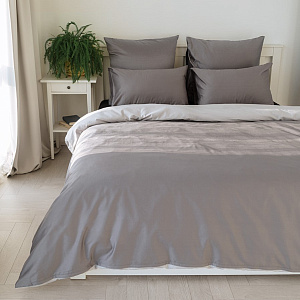 Пододеяльник 175x210см DE'NASTIA NEW сатин 2х-сторонний светло-серый/серый хлопок 000000000001215772
