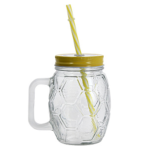 Кружка-банка 400мл Футбол прозрачная M020137/R030481 стекло 000000000001175931
