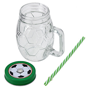 Кружка-банка 400мл Футбол прозрачная M020137/R030481 стекло 000000000001175931