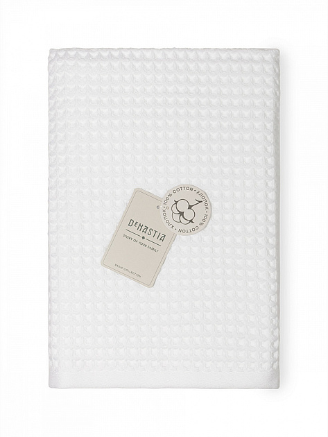 Полотенце вафельное 70x140см DE'NASTIA для бани/сауны 300гр белый хлопок 000000000001228552