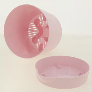 Горшок для цветов 2 л FORA  с поддоном розовый пластик 000000000001187369