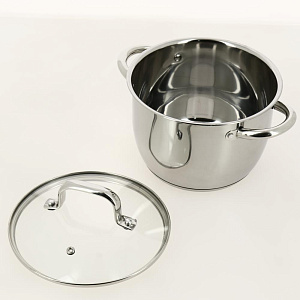 Кастрюля 5л PRIME ПОСУДА ЦЕНТР стеклянная крышка нержавеющая сталь PC05393 000000000001200023