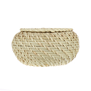 Круглая шкатулка с крышкой, 14?7 см, ротанг 000000000001126340